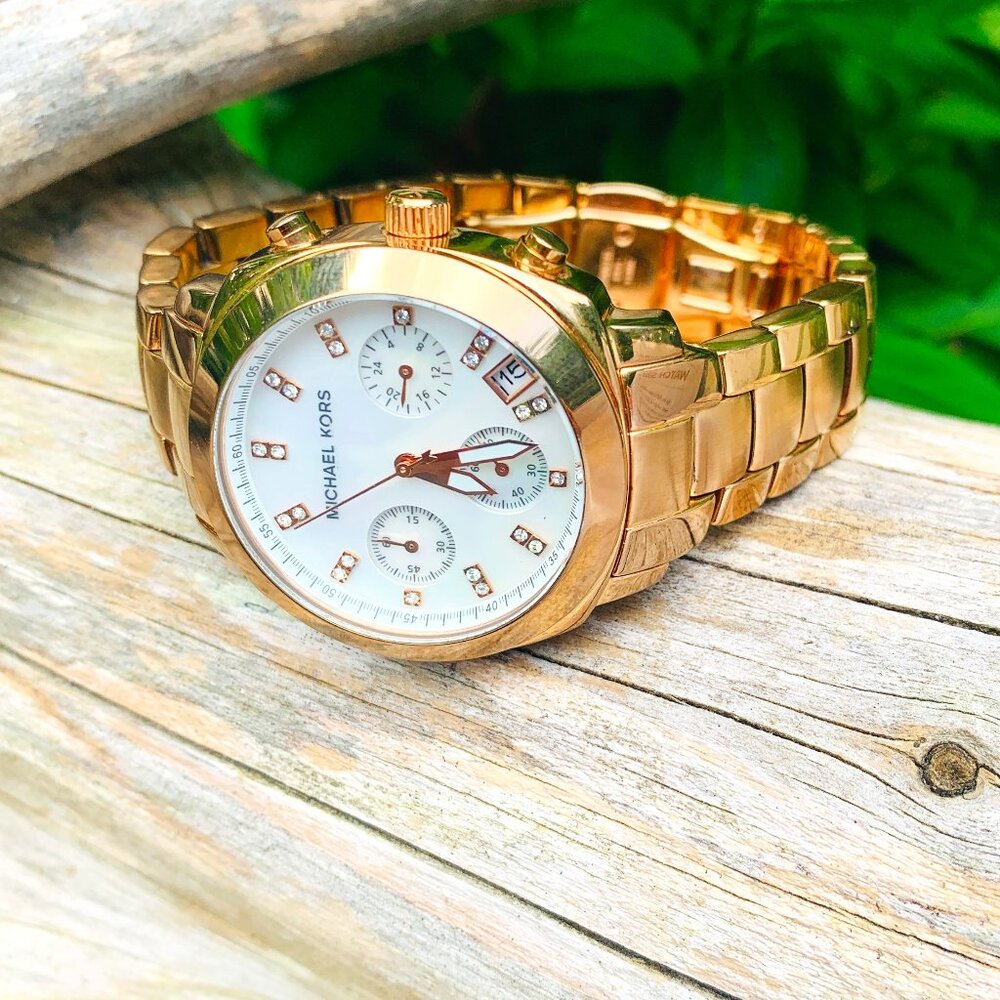 Michael Kors MK5336 Rose Gold/Chronograph/Gemmed Dial Women's Bracelet Watch